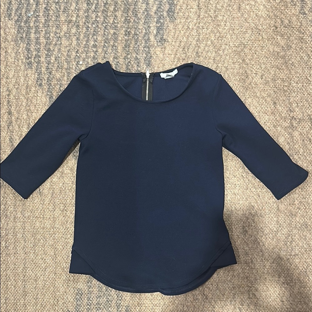 Bar III Blue Fitted 3/4 Sleeve Blouse